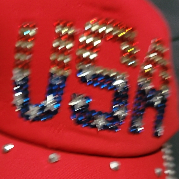 New Red USA Rhinestone Cap - Picture 6 of 8